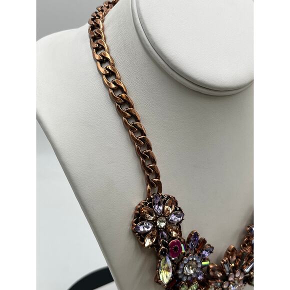 Joan Rivers Enamel Rhinestones Pink‎ Purple Language of Flowers Copper Necklace - Picture 6 of 9